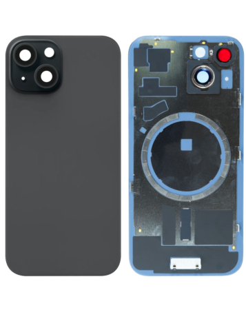 Buy the Back Glass with Frame and MagSafe Magnet for iPhone 15 in black, without the logo.
