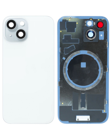 Shop the Back Glass with Frame and MagSafe Magnet for iPhone 15 in blue, without the logo.
