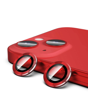 Buy the Metal Ring with HD Tempered Glass for iPhone 15 and 15 Plus in Red.