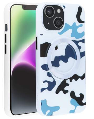 Camouflage Design Wireless Charging Case - WHITE for iPhone 15 (Only Ground Shipping)