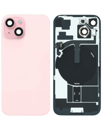 Purchase the Back Glass with Frame and MagSafe Magnet for iPhone 15 in pink, service pack version.
