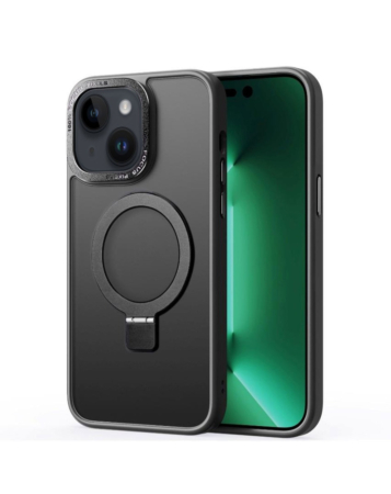 Carbon Wireless Charging Case with Ring Stand - BLACK for iPhone 15 (Only Ground Shipping)