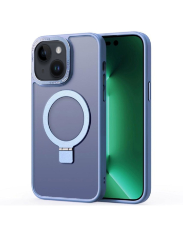 Carbon Wireless Charging Case with Ring Stand - DARK BLUE for iPhone 15 (Only Ground Shipping)