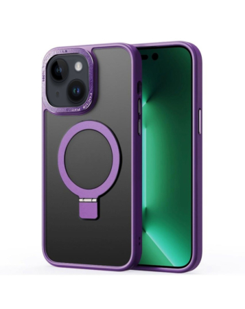 Carbon Wireless Charging Case with Ring Stand - PURPLE for iPhone 15 (Only Ground Shipping)