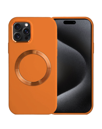 Soft Solid Silicone Case with Wireless Charging - ORANGE for iPhone 15 Pro (Only Ground Shipping)