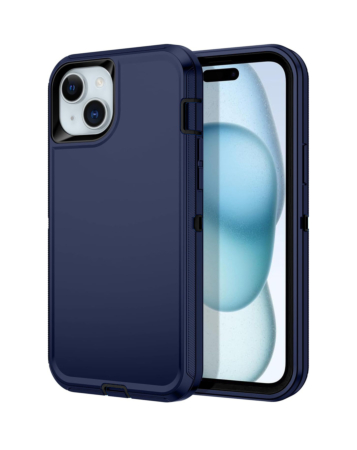 Heavy Duty Case for iPhone 14 Plus / 15 Plus (DARK BLUE & BLACK) (Only Ground Shipping)