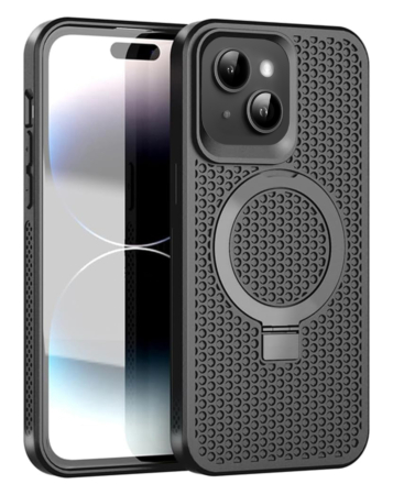 Heat Dissipation Case with Kickstand - BLACK for iPhone 15 Pro (Only Ground Shipping)