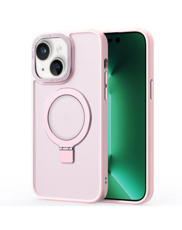 iPhone 14 Plus / 15 Plus Carbon Wireless Charging Case with Ring Stand - PINK (Only Ground Shipping)