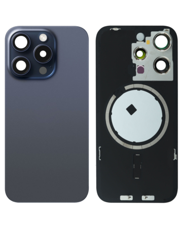 Order the Back Glass with Frame and MagSafe Magnet for iPhone 15 Pro, no logo, blue titanium.
