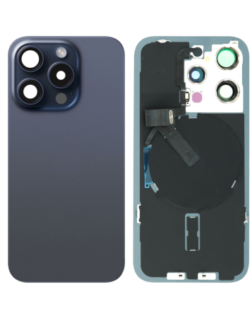 Buy the Back Glass with Wireless NFC and MagSafe for iPhone 15 Pro, no logo, blue titanium.
