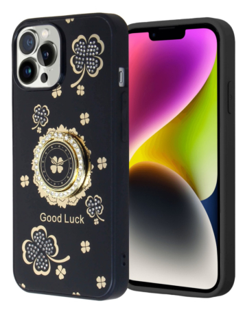 Luxury Diamond Shiny Cases with Ring - BLACK for iPhone 15 Pro (Only Ground Shipping)