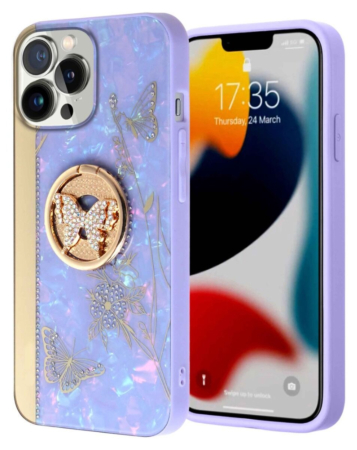 Luxury Diamond Shiny Cases with Ring - Style 37 for iPhone 15 Pro (Only Ground Shipping)