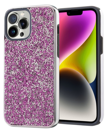 Bling Diamond Dual Layer Protection Case - PINK for iPhone 15 Pro (Only Ground Shipping)
