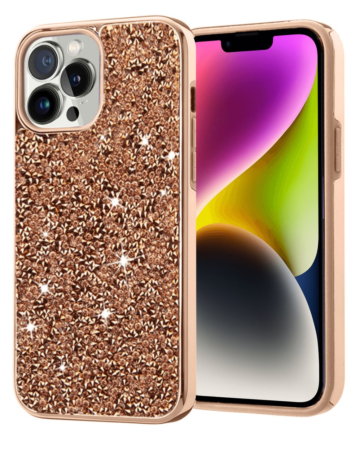 Bling Diamond Dual Layer Protection Case - ROSE GOLD for iPhone 15 Pro (Only Ground Shipping)