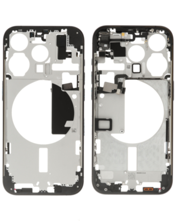 Middle Frame with Parts for iPhone 15 Pro (BLACK) (International Version) (OEM Pull A Grade)