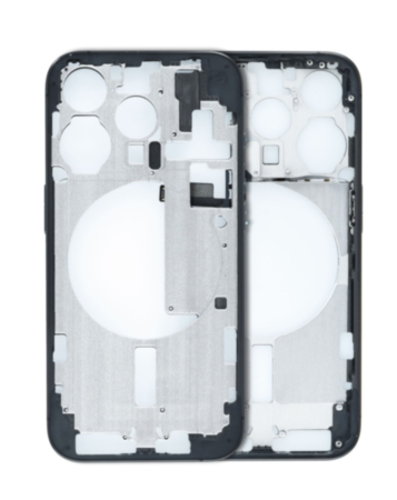 Middle Frame with Small Parts for iPhone 15 Pro (BLACK TITANIUM) (US Version) (OEM Pull B Grade)