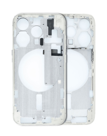 Middle Frame with Small Parts for iPhone 15 Pro (WHITE TITANIUM) (US Version) (OEM Pull A Grade)