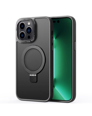 Carbon Wireless Charging Case with Ring Stand - BLACK for iPhone 15 Pro (Only Ground Shipping)