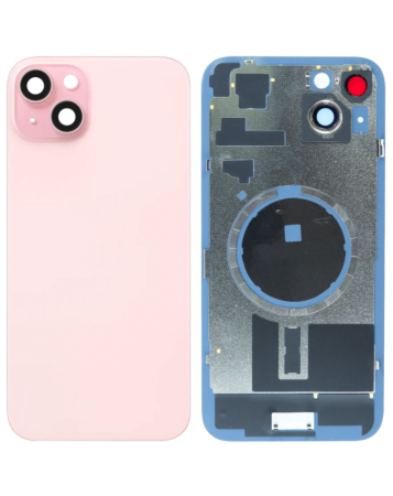 Order the Back Glass with Frame and MagSafe Magnet for iPhone 15 Plus, no logo, in pink.
