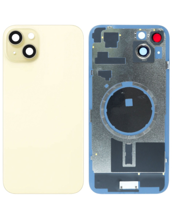 Purchase the Back Glass with Frame and MagSafe Magnet for iPhone 15 Plus, no logo, in yellow.
