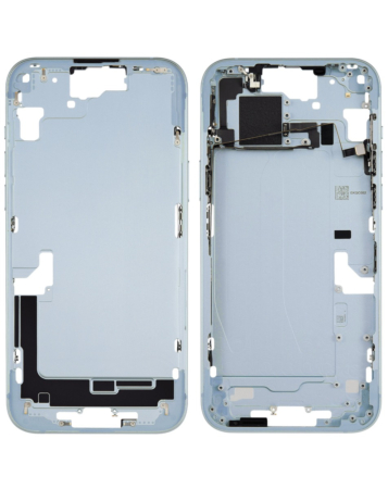 Grab the wholesale deals on the blue middle frame with small parts for iPhone 15 Plus — US version.