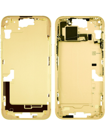 Grab the wholesale deals on the yellow middle frame with small parts for iPhone 15 Plus — US version.