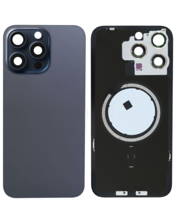 Back Glass with MagSafe Magnet for iPhone 15 Pro Max (NO LOGO) (BLUE TITANIUM)