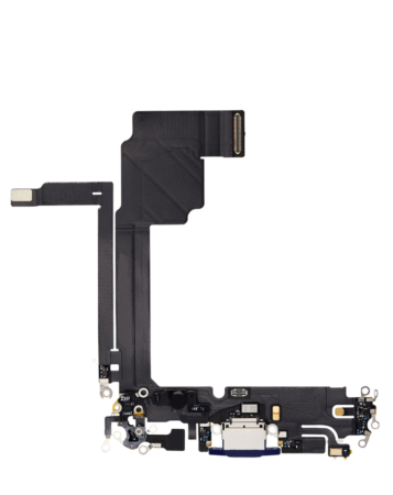 Buy the Charging Port Flex Cable for iPhone 15 Pro Max in blue titanium, aftermarket version.