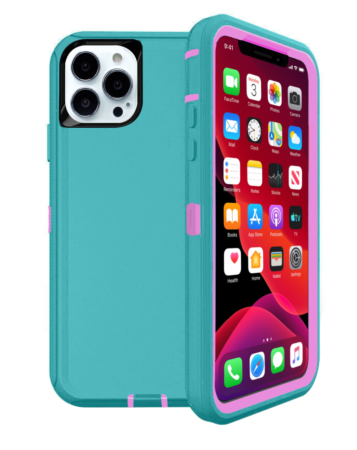 Heavy Duty Case for iPhone 15 Pro Max (TEAL & PINK) (Only Ground Shipping)