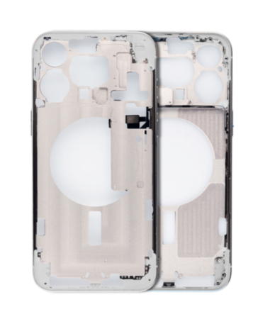Middle Frame with Small Parts for iPhone 15 Pro Max (WHITE TITANIUM) (US Version) (OEM Pull B Grade)