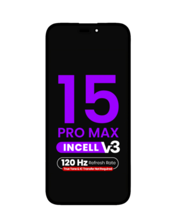 LCD Assembly for iPhone 15 Pro Max (True Tone Programming and IC Transfer NOT REQUIRED) (Aftermarket Incell / QV7 V3 / 120HZ)