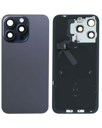 Back Glass with Frame and MagSafe Magnet for iPhone 15 Pro Max (BLUE TITANIUM) (Service Pack)