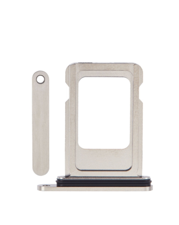 Stock up on the single SIM card tray for iPhone 15 Pro and 15 Pro Max in white titanium.