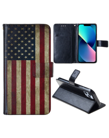 Leather Wallet Case with Card Slot - US FLAG for iPhone 16 (Only Ground Shipping)