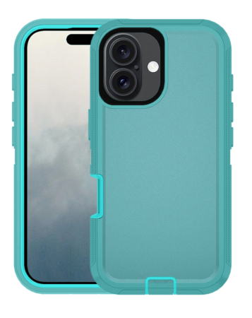 Heavy Duty Case for iPhone 16 (LIGHT TEAL) (Only Ground Shipping)