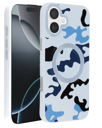 Camouflage Design Wireless Charging Case - WHITE for iPhone 16 (Only Ground Shipping)