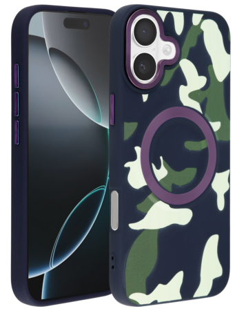 Camouflage Design Wireless Charging Case - BLACK for iPhone 16 (Only Ground Shipping)