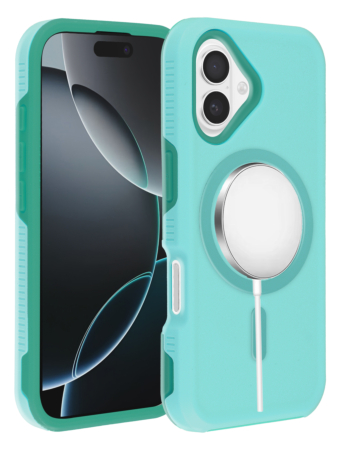Dual Layer Cases with Wireless Charging - TEAL for iPhone 16 (Only Ground Shipping)