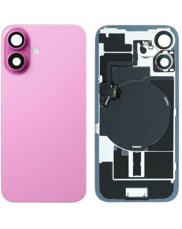 Back Glass with MagSafe Magnet & NFC & Flashlight Flex for iPhone 16 (NO LOGO) (PINK)