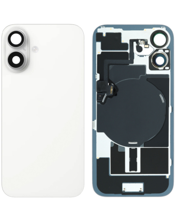 Back Glass with MagSafe Magnet & NFC & Flashlight Flex for iPhone 16 (NO LOGO) (WHITE)