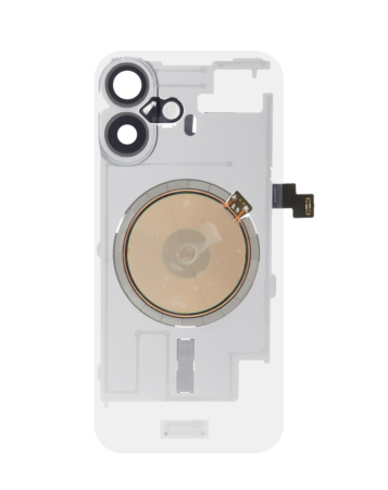 Clear Back Glass with Wireless NFC and MagSafe Magnet for iPhone 16 (NO LOGO) (BLACK)