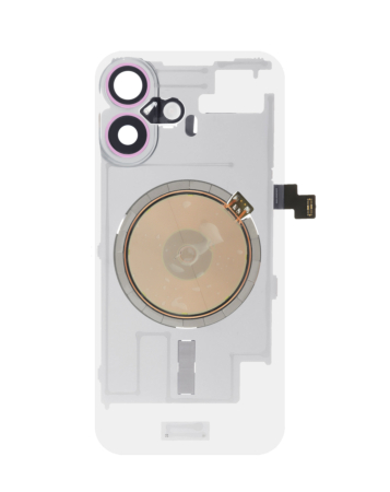 Clear Back Glass with Wireless NFC and MagSafe Magnet for iPhone 16 (NO LOGO) (PINK)