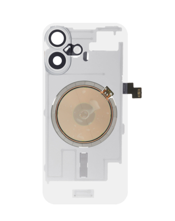 Clear Back Glass with Wireless NFC and MagSafe Magnet for iPhone 16 (NO LOGO) (WHITE)