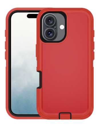 Heavy Duty Case for iPhone 16 (RED & BLACK) (Only Ground Shipping)