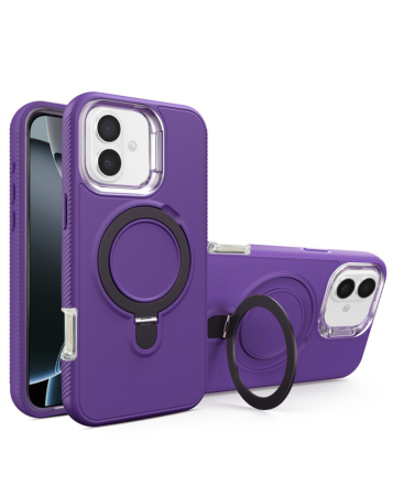 Support Heavy Duty Case with Wireless Charging Kickstand - PURPLE for iPhone 16 (Only Ground Shipping)