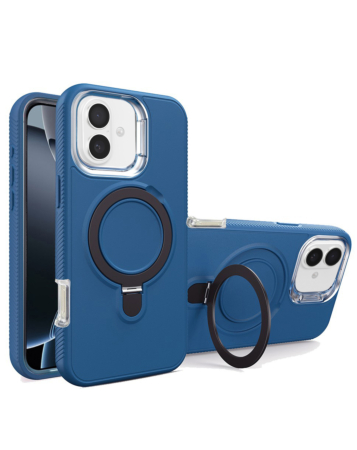 Support Heavy Duty Case with Wireless Charging Kickstand - ROYAL BLUE for iPhone 16 (Only Ground Shipping)