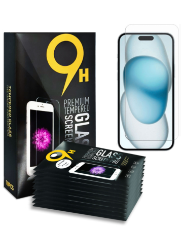 Buy the clear tempered glass for iPhone 16 with 2.5D design in a pack of 10.