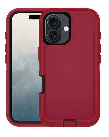 Heavy Duty Case for iPhone 16 Plus (MAROON & BLACK) (Only Ground Shipping)