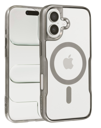 Glossy & Transparent Magnetic Case - TITANIUM for iPhone 16 Plus (Only Ground Shipping)