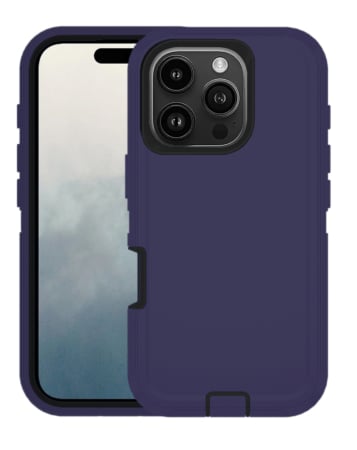 Heavy Duty Case for iPhone 16 Pro (NAVY BLUE & BLACK) (Only Ground Shipping)